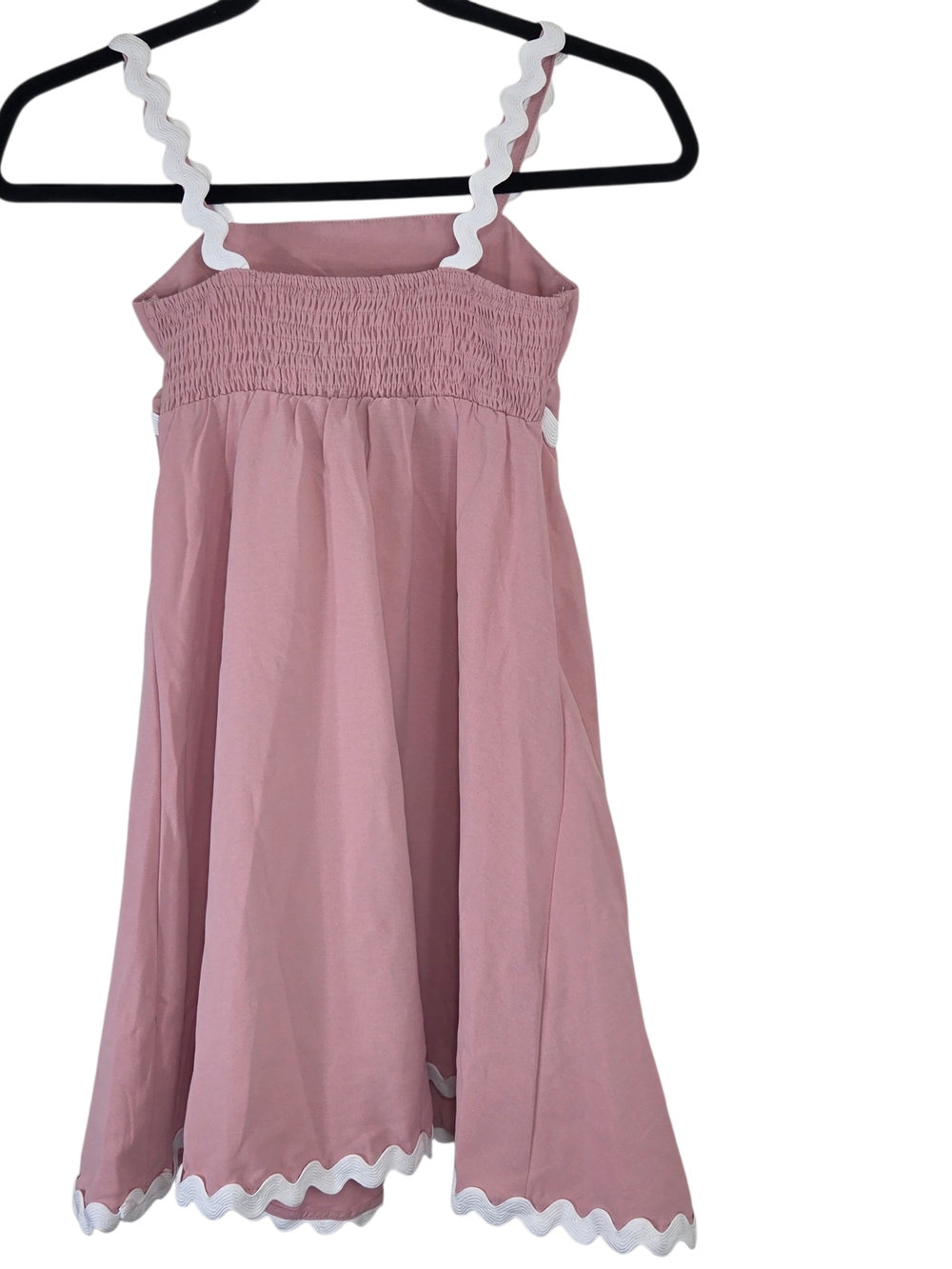 Girls' Dusty Pink Ric-Rac Strap Smocked Sundress